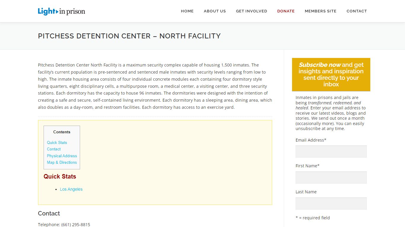Pitchess Detention Center – North Facility – Light in prison